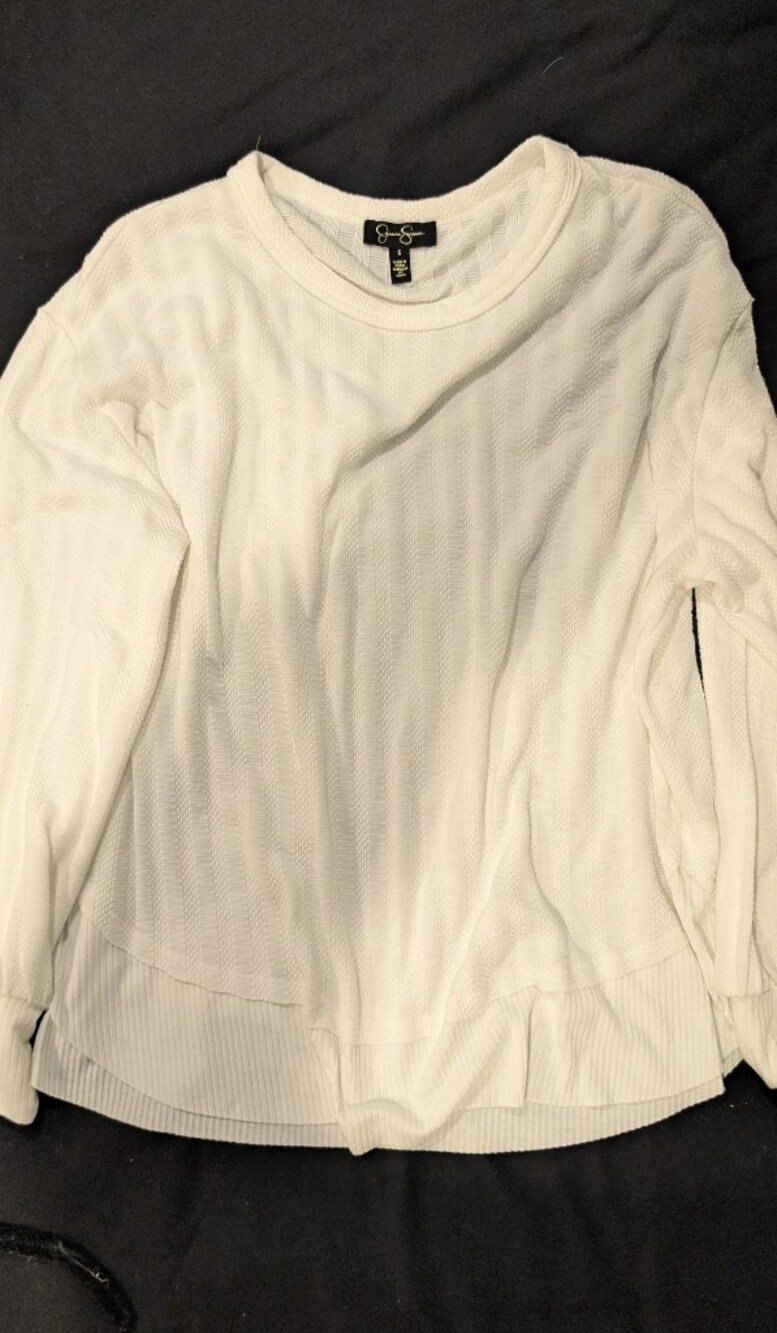 White Scoop Neck Thermal Sweater - Jessica Simpson